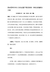 供水管网dma分区定量产销差控制一体化系统解决方案报告书