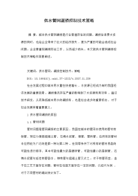 供水管网漏损控制技术策略