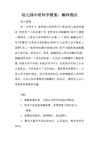 幼儿园中班科学教案：蛛网商店