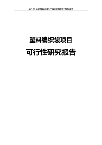 塑料编织袋生产线建设项目可行性研究报告