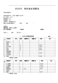 网剧电视剧制作预算表