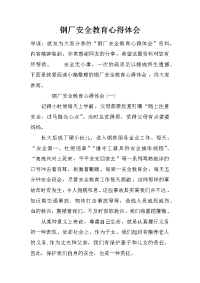 钢厂安全教育心得体会