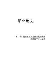 浅谈旋挖工艺在余家冲大桥桩基施工中的运用本科毕业论文