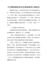 小学教师保持党员先进性教育心得体会