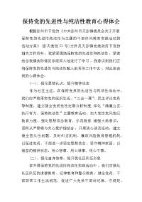 保持党的先进性与纯洁性教育心得体会