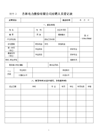 吉林电力股份有限公司应聘人员登记表