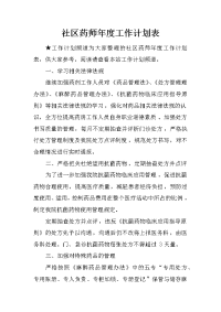 社区药师年度工作计划表