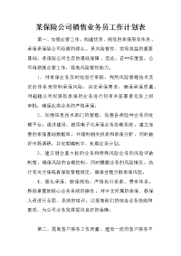 某保险公司销售业务员工作计划表