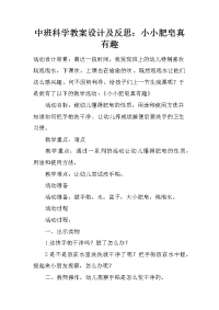 中班科学教案设计及反思：小小肥皂真有趣