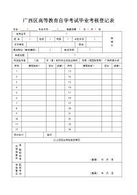 广西区高等教育自学考试毕业考核登记表