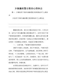 乡镇廉政警示教育心得体会