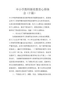 中小学教师继续教育心得体会（2篇）