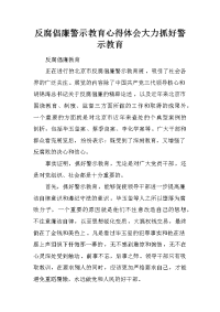 反腐倡廉警示教育心得体会大力抓好警示教育