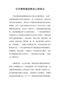 中学教师继续教育心得体会