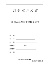 昆工给排水论文——浅析城市污水处理