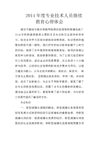 2014年度专业技术人员继续教育心得体会