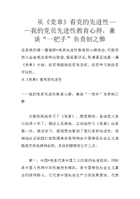 从《党章》看党的先进性——我的党员先进性教育心得，兼谈“一把手”负责制之弊