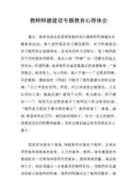 教师师德建设专题教育心得体会