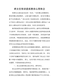 班主任培训素质教育心得体会