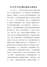 xx年学习安全警示教育心得体会