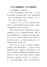 中专生暑期编织厂社会实践报告