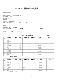 网剧电视剧制作预算表