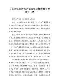 公安系统保持共产党员先进性教育心得体会（共