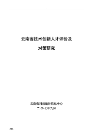 云南技术创新人才评价及对策与研究报告项目报告