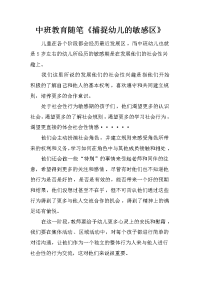 中班教育随笔《捕捉幼儿的敏感区》