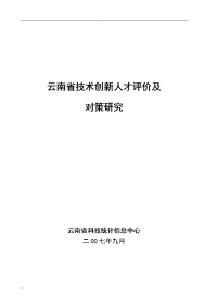 云南技术创新人才评价及对策研究报告项目报告