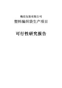 塑料编织袋生产建设项目可行研究报告