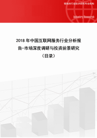 2018年中国互联网服务行业分析报告-市场深度调研与投资前景研究(目录)