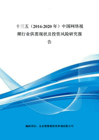 十三五(2016-2020年)中国网络视频行业供需现状及投资风险研究报告