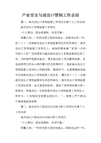 产业安全与进出口管制工作总结