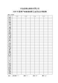 [工作计划]2009年度元旦停产检修全员培训考勤表