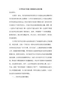 小学毕业六年级三班班家长会发言