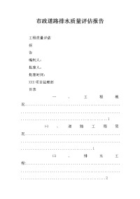 市政道路排水质量评估报告