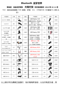 蓝牙201311同行报价单