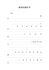 新项目报告书