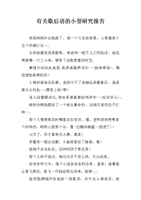 有关歇后语的小型研究报告