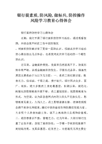 银行提素质,防风险,做标兵,防控操作风险学习教育心得体会