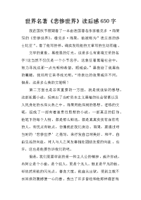 世界名著《悲惨世界》读后感650字