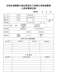 场化选聘新兴凌云医药化工有限公司高级管理人员应聘登记表