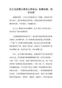 区正反面警示教育心得体会：防微杜渐，忧在未萌