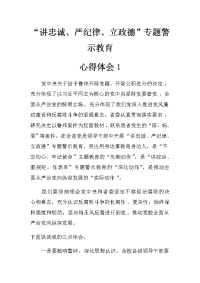 讲忠诚、严纪律、立政德专题警示教育心得体会三篇