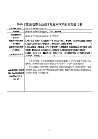 2010姜堰企业技术难题需求项目信息登记表