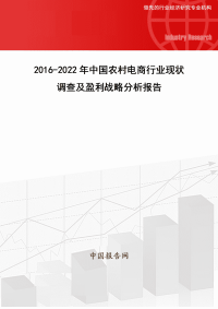2016-2022年中国农村电商行业现状调查及盈利战略分析报告