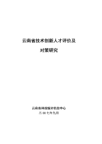 云南省技术创人才评价及对策研究项目报告精选