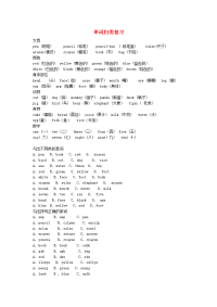2013-2014三年级英语上册 单词句子短语期末总复习 人教pep