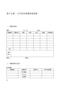 公司财务预算管理表格